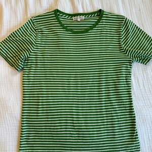 Alex Mill Tee Striped Green and White T-Shirt - size medium - slim fit (fits S)